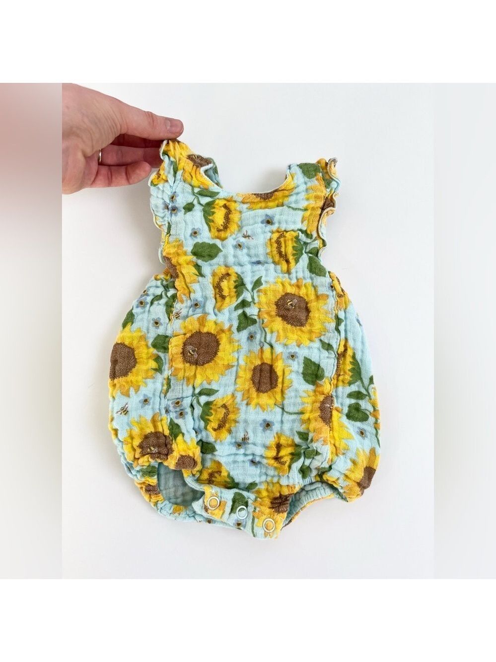 Angel Dear 3m Romper Sunflower Print Muslin Cotton Summer Baby Outfit Ruffle